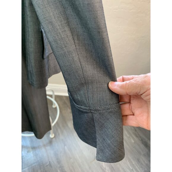 PHILIPPE ADEC Silver Gray Career Suit 2 Pc Coat Flare Pants Size 6 EUC 7191 - Picture 8 of 12